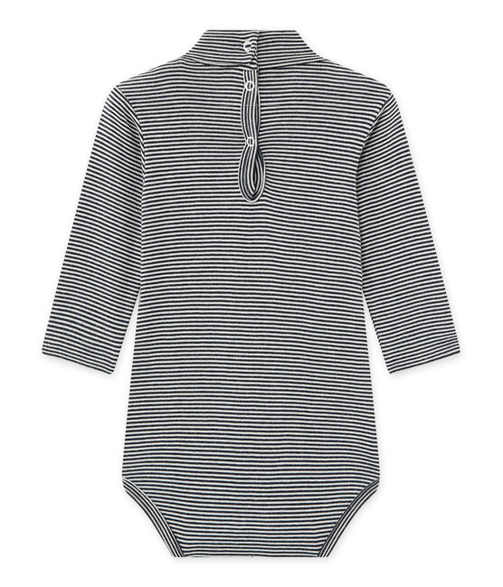 Body millerighe per bebé con collo arrotolato blu SMOKING/beige COQUILLE