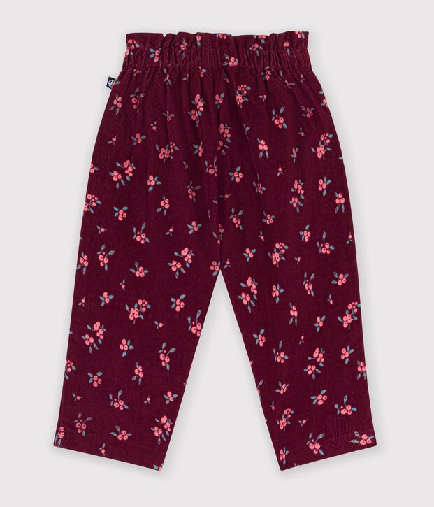 Pantaloni in velluto con stampa a fiori neonato rosso/multicolore