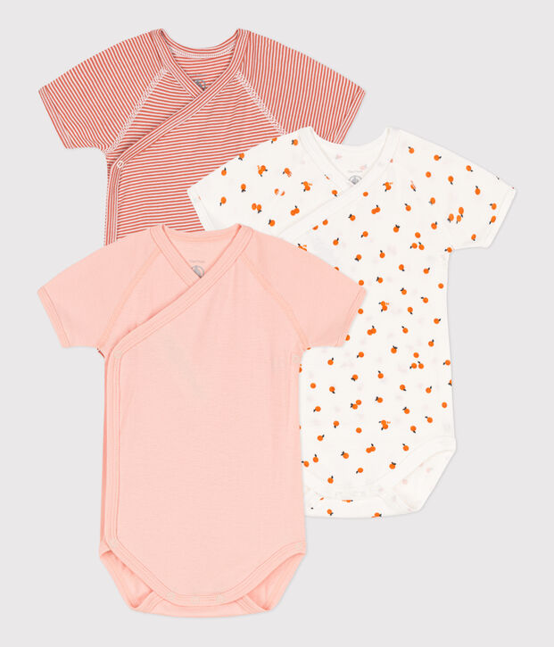 Confezione da 3 body incrociati manica corta in cotone stampato multicolore