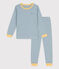 Pigiama millerighe unisex in cotone blu ROVER/bianco MARSHMALLOW