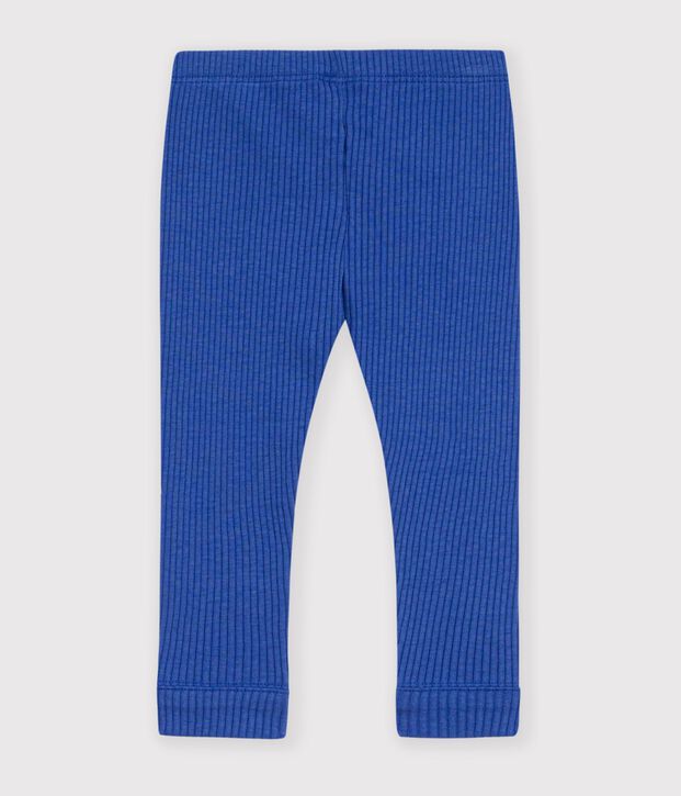 Leggings in cotone tinta unita neonato blu