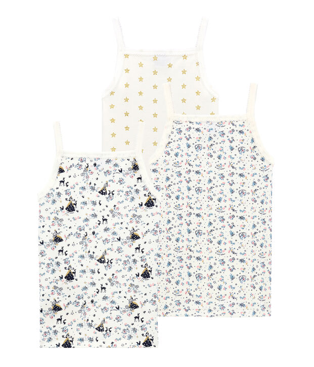 Lotto di 3 canotte con spalline sottili per bambina multicolore