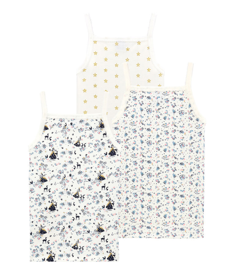 Lotto di 3 canotte con spalline sottili per bambina multicolore