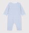 Pigiama senza piedini in spugna di cotone a righe neonato blu/ecru