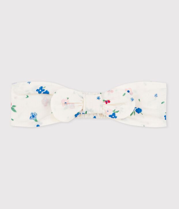 Fascia in popeline con stampa a fiori neonata bianco/multicolore