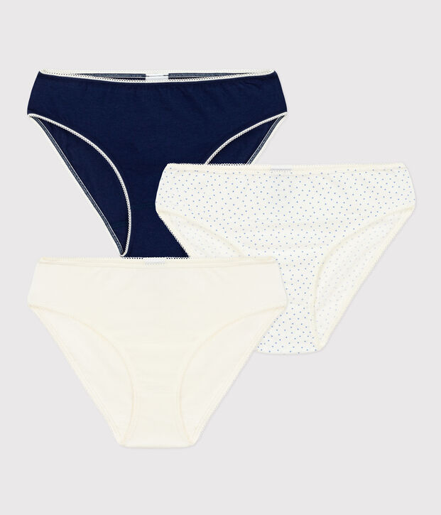 Confezione da 3 slip a pois in cotone ed elastam ragazza multicolore