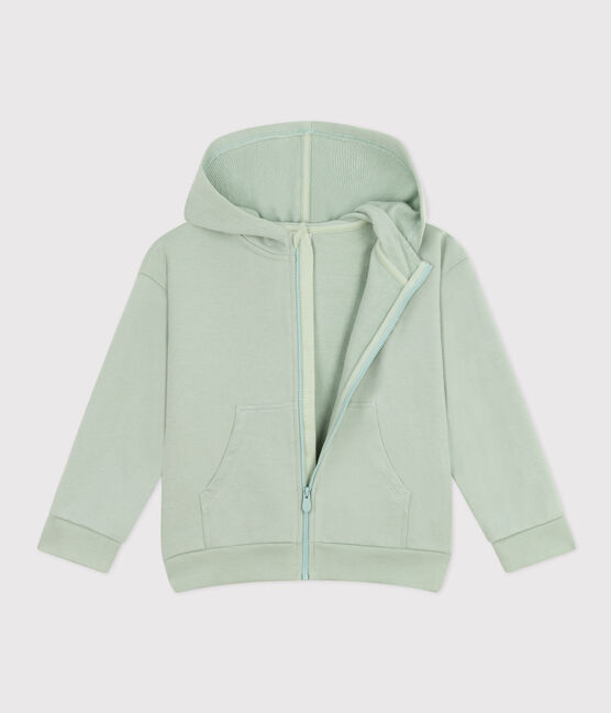 Felpa bambino con cappuccio e cerniera verde HERBIER