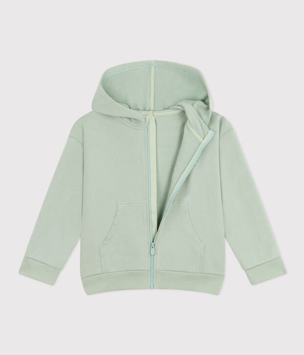 Felpa bambino con cappuccio e cerniera verde