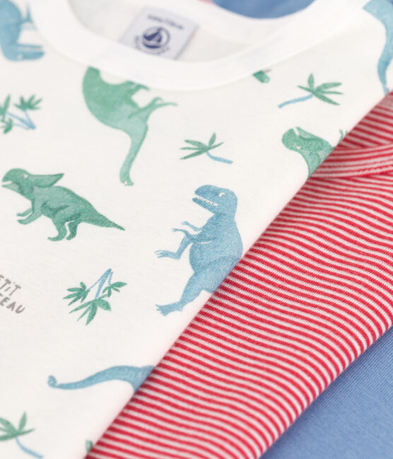 Set di 3 T-shirt bambino a maniche corte in cotone con dinosauri variante 1