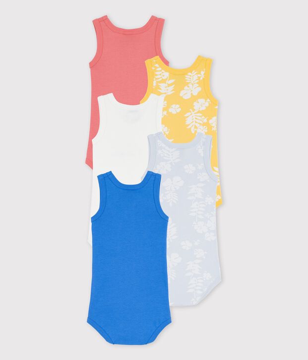 Confezione da 5 body hawaiani senza maniche in cotone multicolore