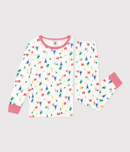 Pigiama bambino fantasia Parigi in cotone bianco MARSHMALLOW/blu MEDIEVAL/ MULTICO