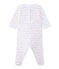 Tutina bebè bambina in tubique rigata bianco ECUME/rosa ROSE/ OR
