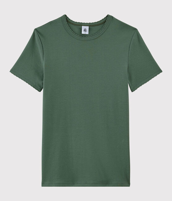 T-shirt girocollo iconica in cotone Donna verde VALLEE