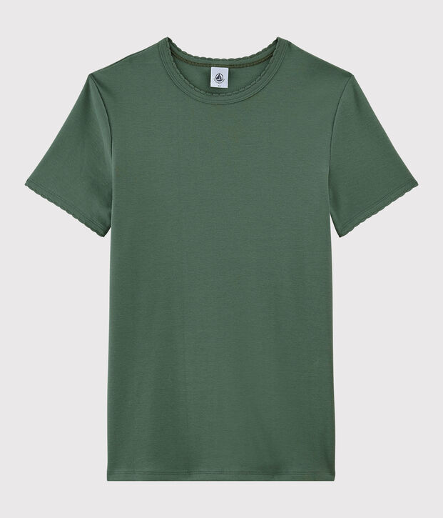 T-shirt girocollo iconica in cotone Donna verde