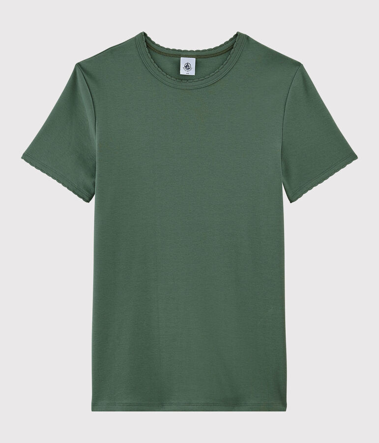 T-shirt girocollo iconica in cotone Donna verde