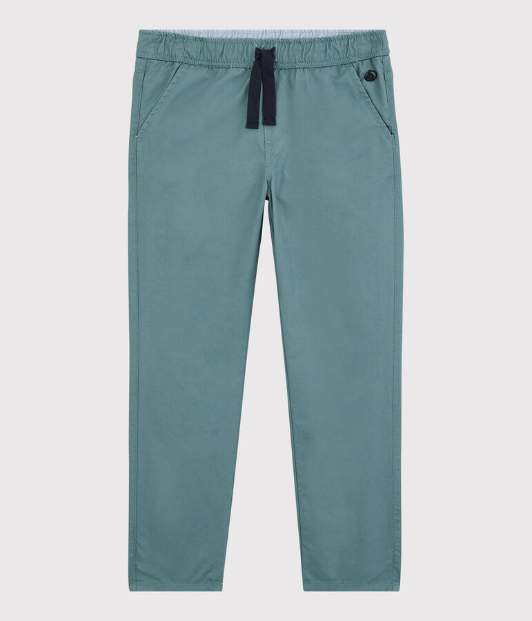 Pantaloni regular in serge di cotone ragazzo verde