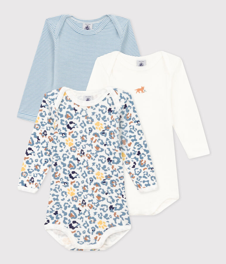 Confezione da 3 body a maniche lunghe beb&egrave; in cotone multicolore