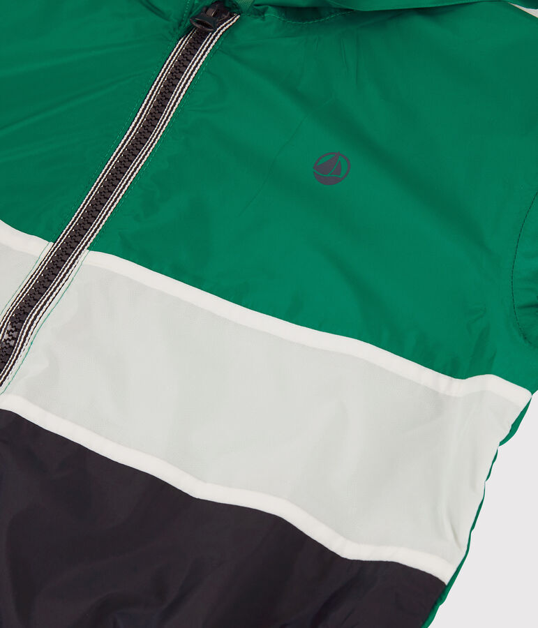 Giacca antivento in poliestere riciclato bambino blu/verde