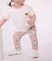 Leggings in cotone con stampa a fiori neonata bianco/multicolore