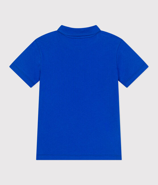 Polo a maniche corte in cotone tinta unita bambino blu PERSE