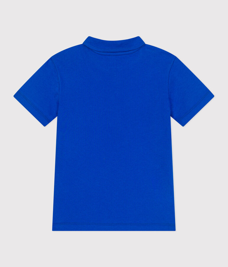 Polo a maniche corte in cotone tinta unita bambino blu PERSE