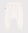 Pantaloni con piedini in tubique trapuntato neonato bianco MARSHMALLOW