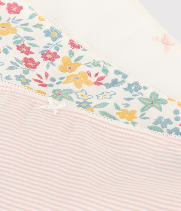 Confezione da 3 shorty bambina in cotone a fiori variante 1