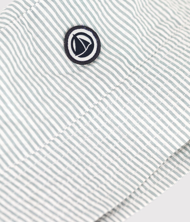 BOB IN COTONE SEERSUCKER VERDE PER BAMBINI bianco/verde