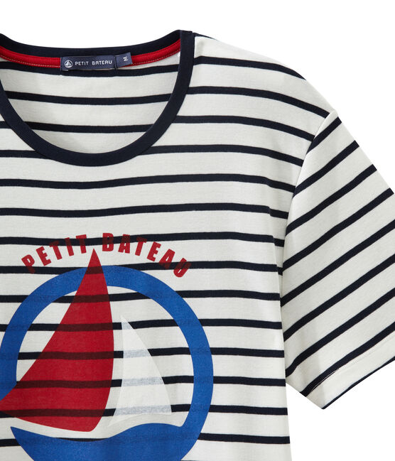 Tee-shirt unisex bianco MARSHMALLOW/blu SMOKING