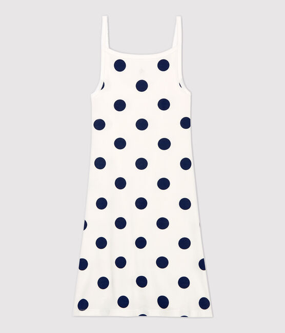 Abito con spalline a pois in cotone Donna bianco MARSHMALLOW/blu MEDIEVAL