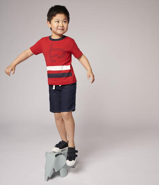 T-shirt maniche corte in cotone bambino rosso TERKUIT