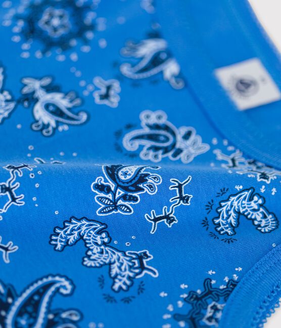 Canottiera con spalline ICONICA in cotone BIO donna blu BRASIER/bianco MULTICO