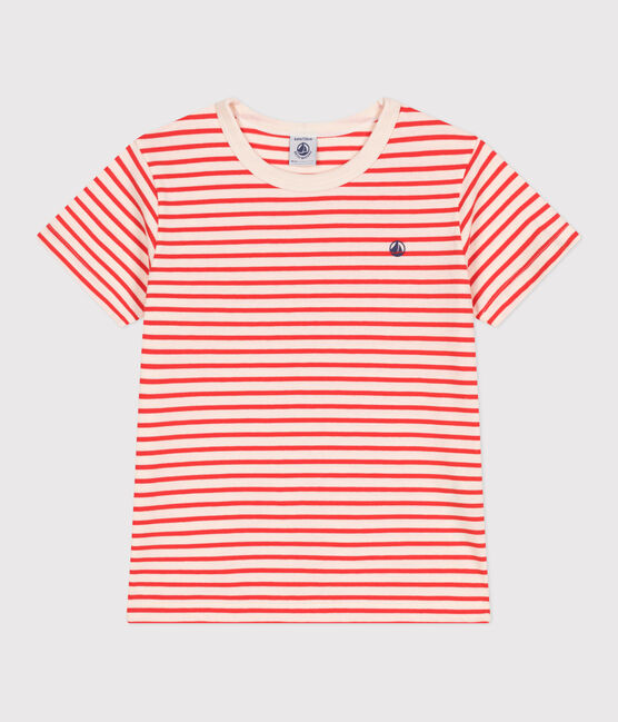 T-shirt a maniche corte in cotone a righe bambino rosso AVALANCHE/ SPICY