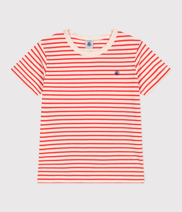 T-shirt a maniche corte in cotone a righe bambino rosso/rosso
