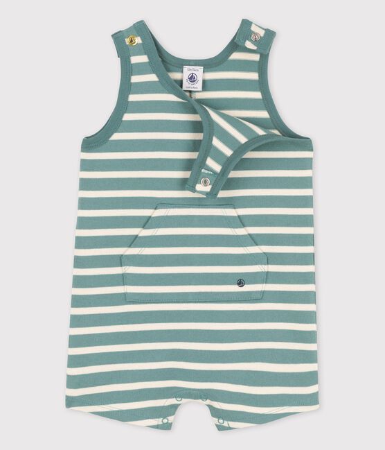 Tutina corta in jersey spesso bebè verde BRUT/bianco AVALANCHE