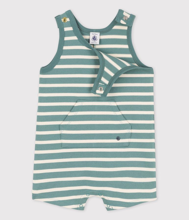 Tutina corta in jersey spesso beb&egrave; verde/ecru