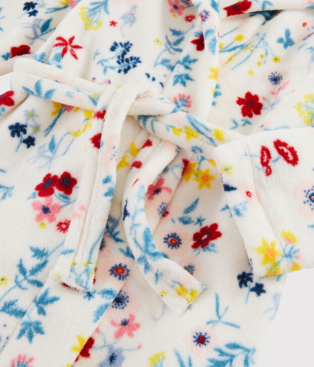 Vestaglia a fiori in pile da bambina bianco/multicolore