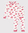 Pigiama bambino unisex in cotone aderente bianco MARSHMALLOW/rosso PEPS