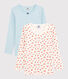 Confezione da 2 t-shirt bambina a maniche lunghe a fiori in cotone biologico