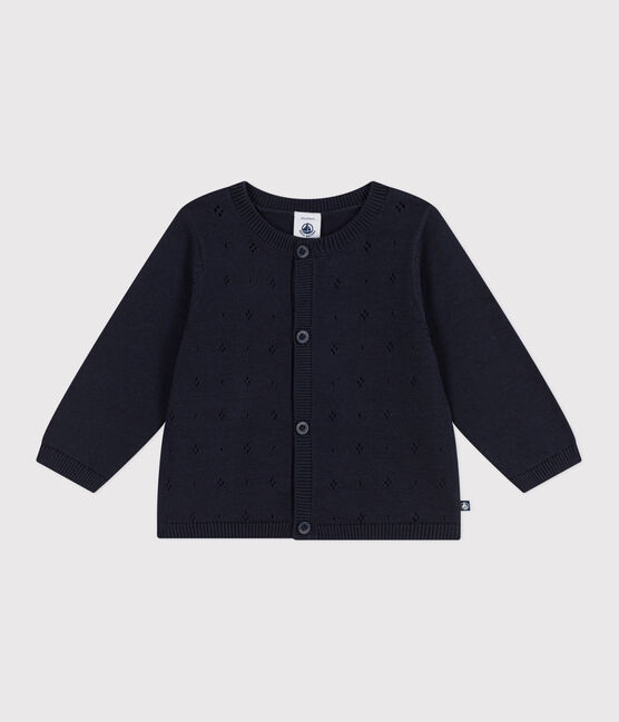 Cardigan in maglia di cotone tinta unita neonato blu SMOKING