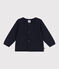 Cardigan in maglia di cotone tinta unita neonato blu SMOKING