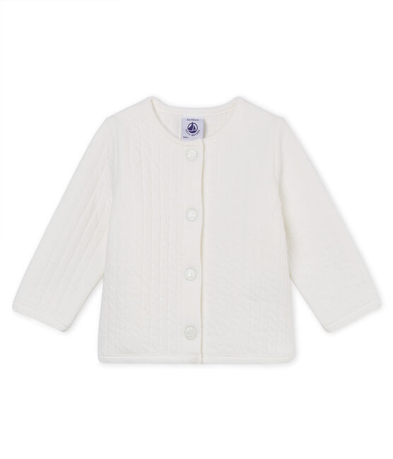 Cardigan in tubique trapuntato neonata bianco MARSHMALLOW