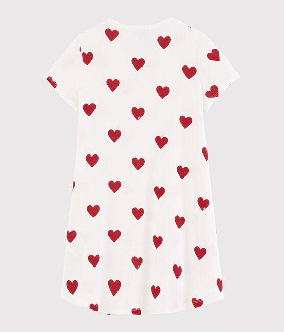 Camicia da notte bambina in cotone motivo cuore bianco MARSHMALLOW/rosso TERKUIT