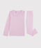 Pigiama a righe bambina in cotone e Lyocell rosa BOHEME/bianco MARSHMALLOW