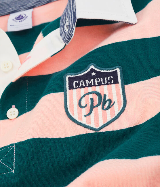 Rugby polo bambino verde PINEDE/rosa ROSAKO