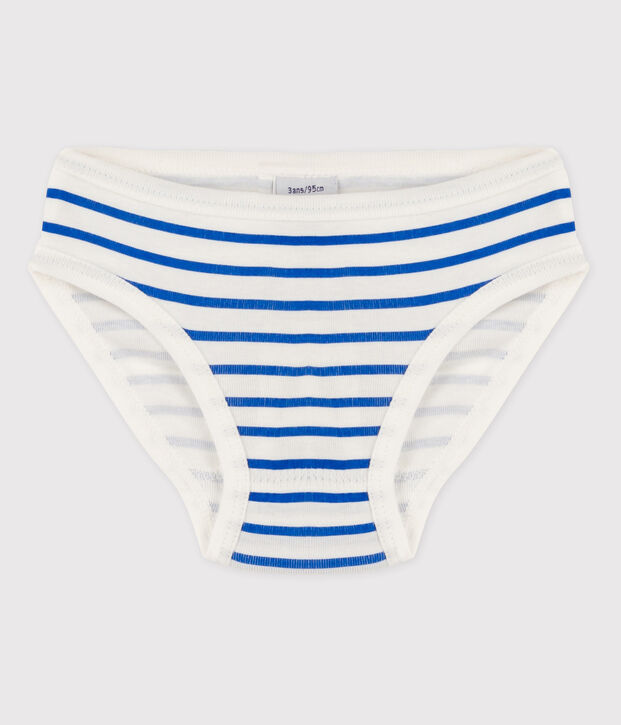 La mutandina in cotone per bambina bianco/blu
