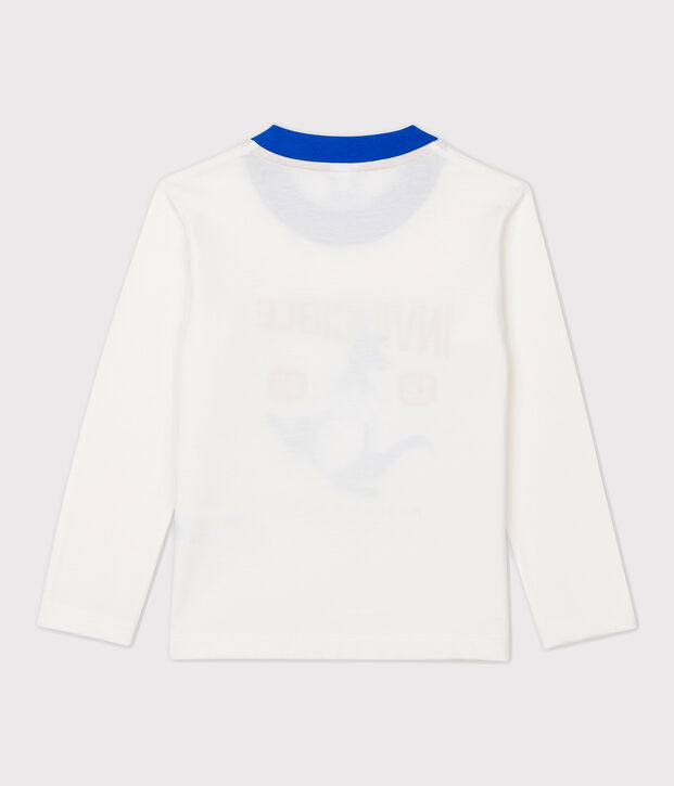 T-shirt bambino a maniche lunghe in cotone bianco