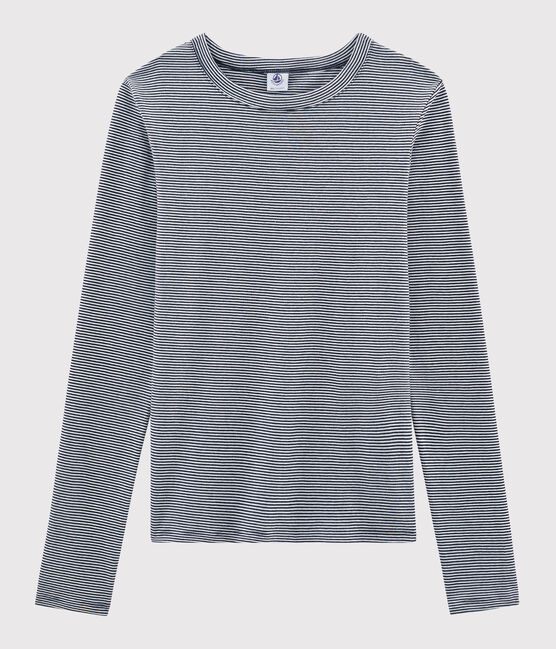 T-shirt iconica scollo rotondo Donna blu SMOKING/bianco MARSHMALLOW