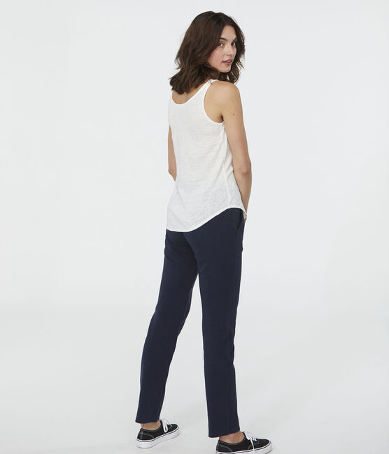 Canottiera in lino donna bianco MARSHMALLOW