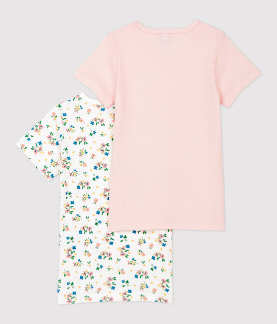 Confezione da 2 t-shirt bambina a maniche corte a fiori in cotone biologico variante 1